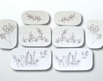 Wildflower stick & stitch patch pack, Embroidery transfer stickers, Water soluble embroidery patches for clothing, Easy embroidery patterns