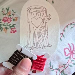 Personalised initial, carved tree stick and stitch patch - choose your own letters