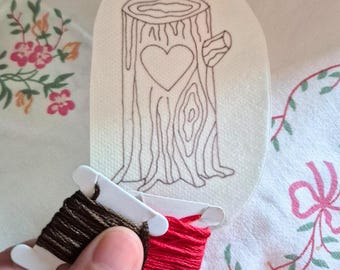 Personalised initial, carved tree stick and stitch patch - choose your own letters