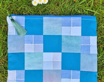 Blue Skies zipper pouch project/cosmetics bag