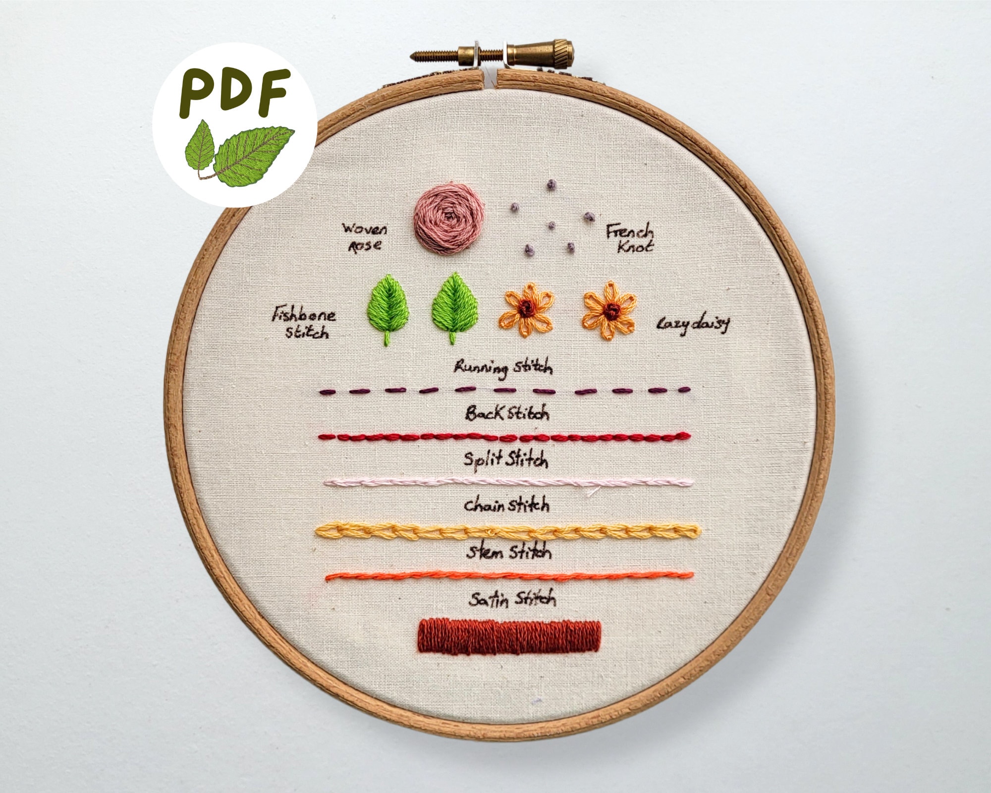 pdf-stitch-sampler-pattern-10-basic-hand-embroidery-stitches-for-beginners-with-tutorial-video-etsy for Free Printable Embroidery Stitch Guide PDF Stitch Sampler Pattern, 10 Basic Hand Embroidery Stitches for Beginners, With Tutorial Video - Etsy for Free Printable Embroidery Stitch Guide