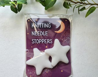Star Knitting Needle Stoppers, Stitch Holders (1 pair)