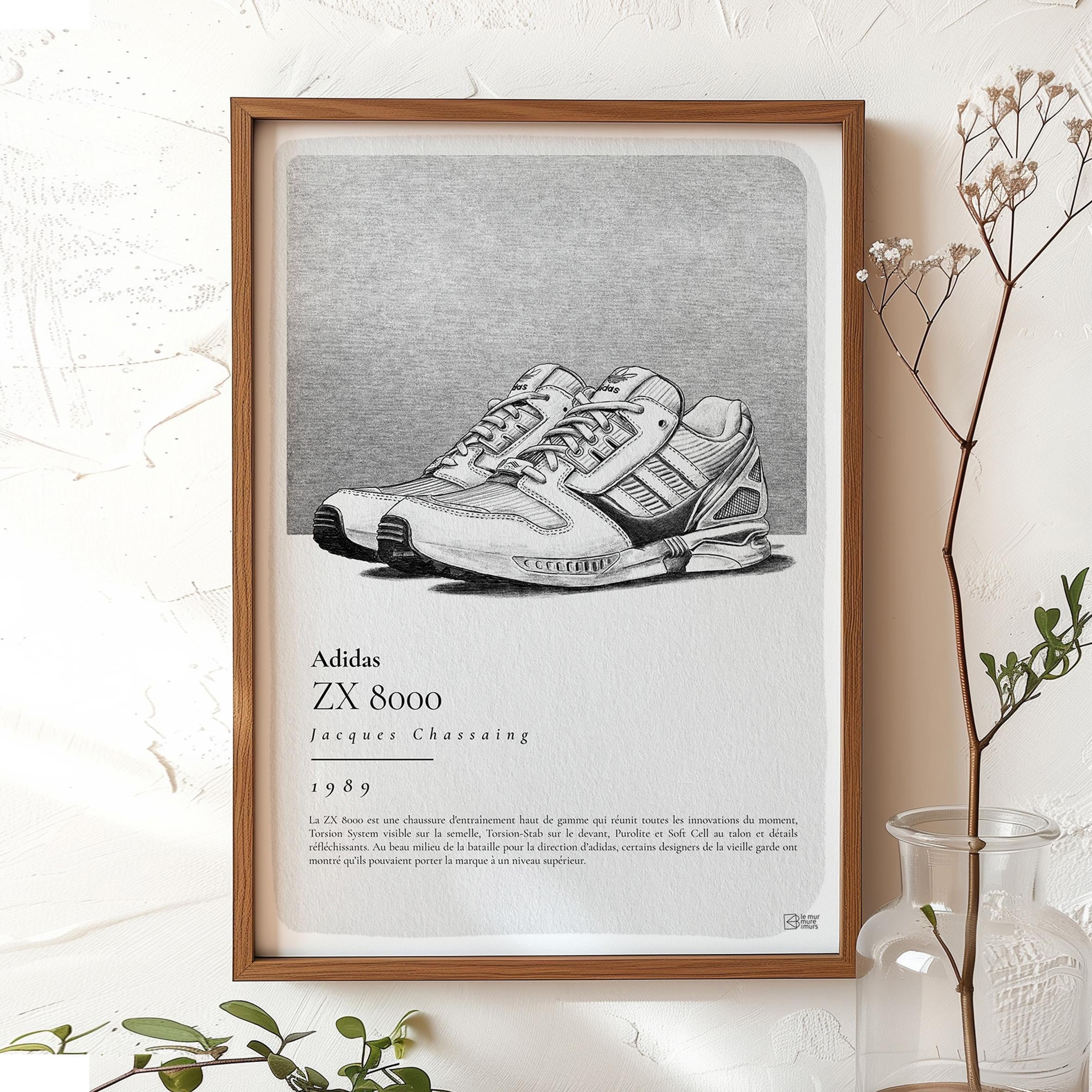 Vintage Sneakers Poster ZX 8000 History for a Magnificent Vintage Sneakers Poster ZX 8000 History for a Magnificent