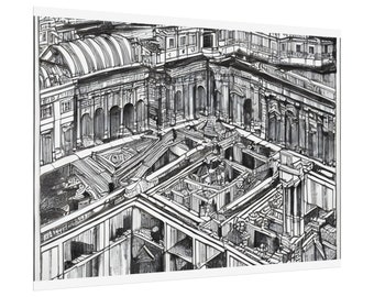 Rome Architecture Sketch - Elegant Premium Print