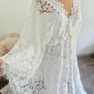 White Floral Lace Maternity Gown: Boho Photoshoot Dress, Wedding dress