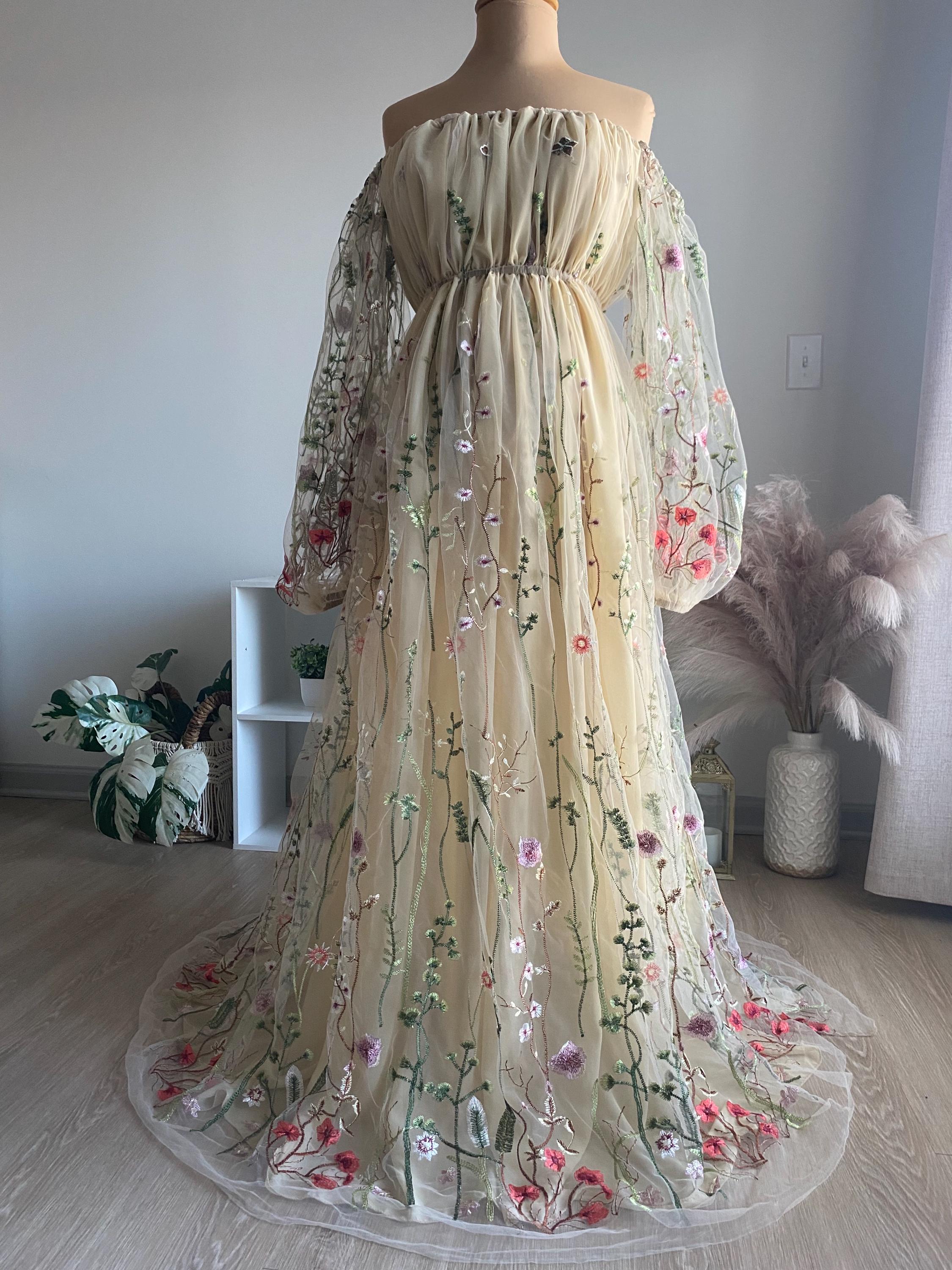 Maternity Photoshoot Dress, Boho Wedding Gown, Floral Dress - Etsy