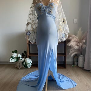 slim fit dress slacks Pinkblush Light Blue Rose Fitted Maternity Dress main image 0