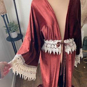Rust Velvet Boho Robe: Women&#39;s Photo Shoot Dress