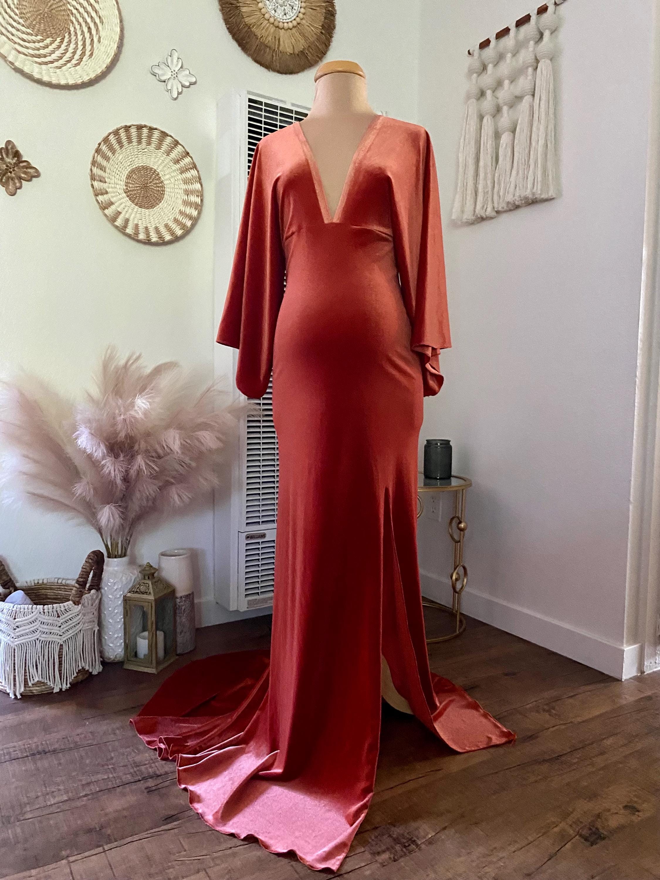 Burnt Orange Maternity Gown - Etsy