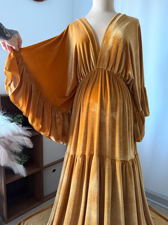 Gold Velvet Maternity Dress: Photo Shoot, Baby Shower - Etsy Gold Velvet Maternity Dress: Photo Shoot, Baby Shower - Etsy