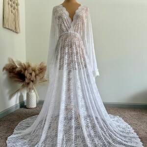 Off White Floral Lace Maternity Dress: Boho Photoshoot Gown
