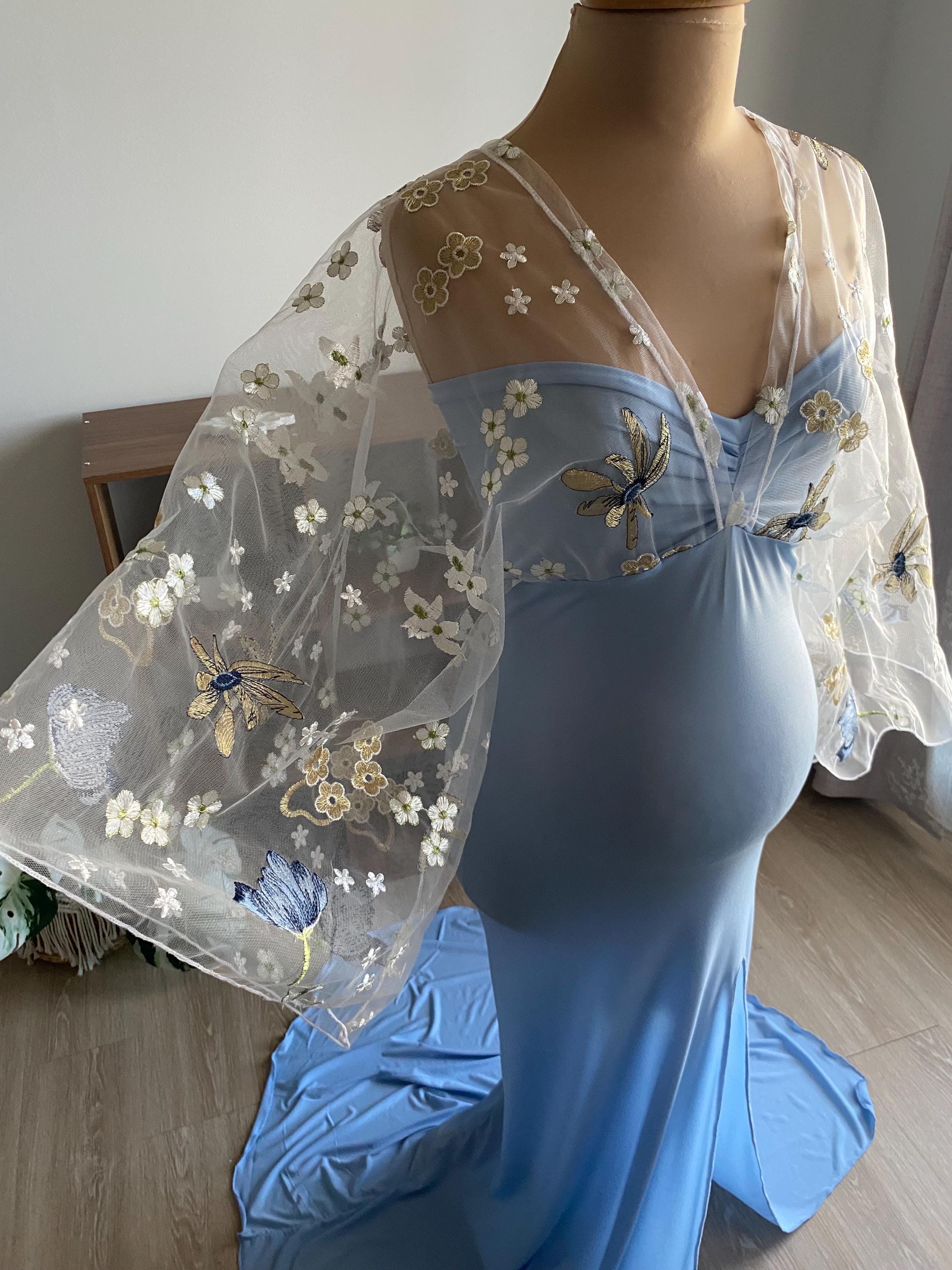 baby shower guest dress blue Lace Maternity Dress V Neck Sexy Maxi Dress 16 / J124 main image 0