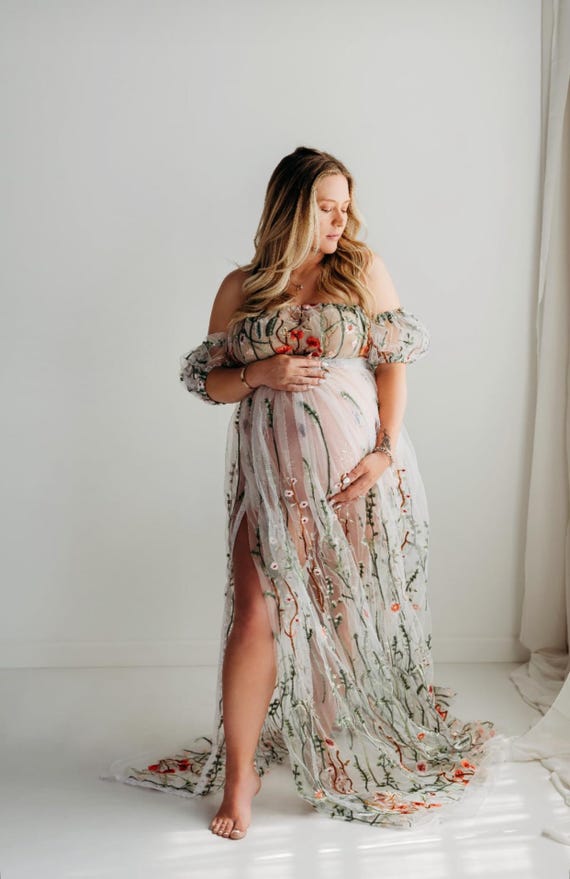 Maternity Photoshoot Dress, Floral Tulle Wedding Dress - Etsy Maternity Photoshoot Dress, Floral Tulle Wedding Dress - Etsy