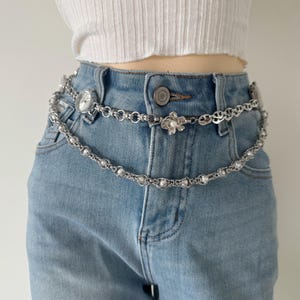 Silver Watch Chain Belt | Steampunk Waist Jewelry | Vintage Timepiece Pants Chain | Unique Statement Accessory for Jeans or Dresses