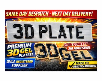 Pair of 3D GEL Car Number Plate Registration Plates ~ Road Legal - Tracked 24 Delivery