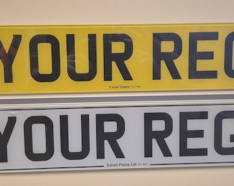Pair Standard Car Number Plate Registration Plates with Border ~ DVLA Registered Supplier Fully Road Legal - Tracked 24 Delivery