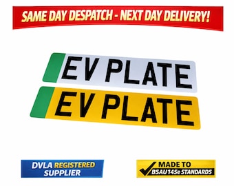 Pair of EV Car Number Plates for zero emission Vehicles - Tracked 24 Delivery