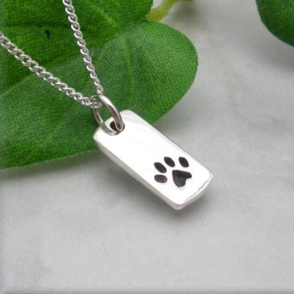 Dog Paw Necklace, Pet Jewelry, Sterling Silver, Pet Necklace, Charm, Tag, Paw Print, Animal, Pet Lover, Dog Lover, Pawprint