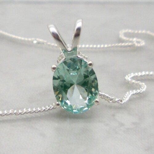 Light Green Spinel Necklace Sterling 