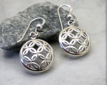 Woven Celtic Flower Earrings, Sterling Silver, Mandala Earrings, Flower of Life, Celtic Symbol, Celtic Knots, Irish Jewelry, Lightweight