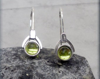 Green Peridot Earrings, Small Cabochon, Lightweight, Sterling Silver,  August Birthstone, Birthday Gift, Gemstone Jewelry, Everyday, Stone