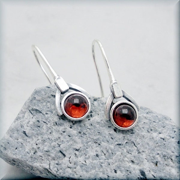 Garnet Earrings, January Birthstone Earrings, Gemstone Jewelry, Gemstone Earrings, Sterling Silver, Modern, Minimalist