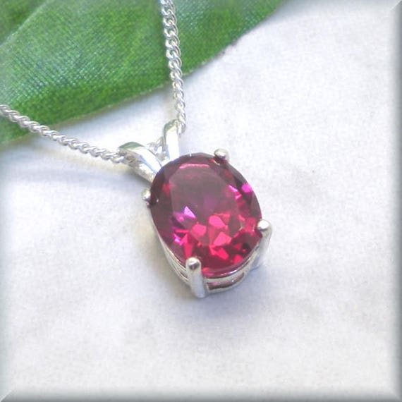 Lab Created Ruby Small July Birthstone Charm Pendant in Sterling Silver DIY Jewelry Making Birthday Gifts for Women