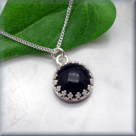 Black Onyx Necklace Gemstone Jewelry Cabochon Necklace - Etsy