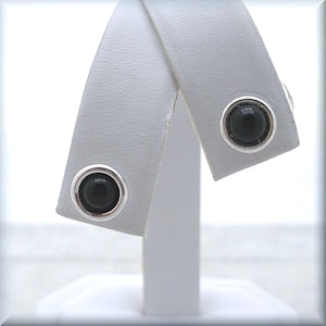Black Onyx Earrings, Post Earrings, Studs, Gemstone Jewelry, Sterling Silver, Stone