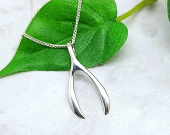 Wishbone Necklace, Sterling Silver, Good Luck Symbol, Hope, Good Fortune, Friendship Necklace, Lucky Charm, Gift for Her, Layering Necklace