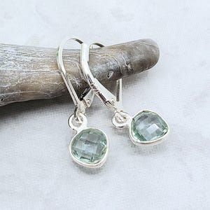 Pale Blue Aquamarine Heart Earrings, Leverback Earring, Sterling Silver, March Birthstone Birthday, Lightweight, Gift for Her, Mother, Mom
