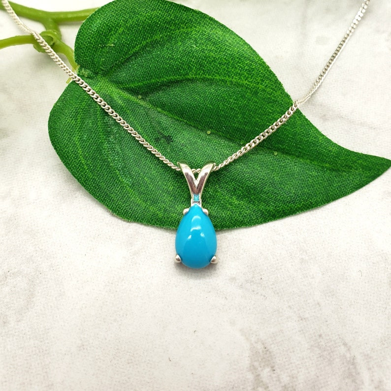 Sleeping Beauty Turquoise Necklace Pear Shape Cabochon Etsy