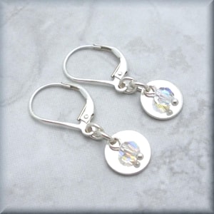 Reflection Crystal AB Earrings Iridescent Small Aurora Borealis Sterling Silver Jewelry
