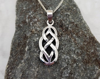 Celtic Hidden Infinity Knot Necklace, Irish Jewelry, Interlocking Knot, Sterling Silver, Friendship Gift, Woven Pendant, Christmas, Birthday