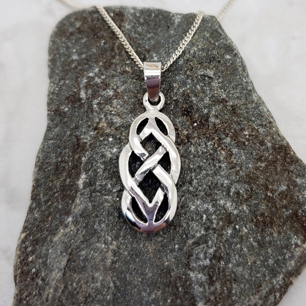 Celtic Hidden Infinity Knot Necklace, Irish Jewelry, Interlocking Knot, Sterling Silver, Friendship Gift, Woven Pendant, Christmas, Birthday