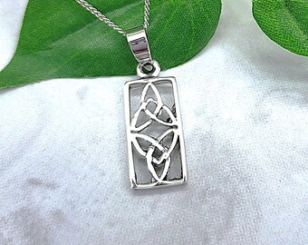 Small Double Trinity Knot Necklace, Everlasting Love Symbol, Celtic Triquetra, Irish Jewelry, Sterling Silver Pendant, Love, Honor, Protect