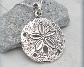 Silver Sand Dollar Necklace Sanddollar Pendant Sterling Silver Beach Necklace Beach Jewelry Ocean Necklace