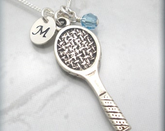 Tennis Necklace Initial Birthstone Charm Jewelry Personalized Sterling Silver