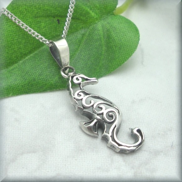 Sterling Silver Artisan Filigree Sea Horse Necklace