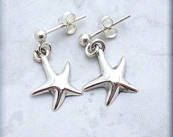 Starfish Earrings, Star Fish Earrings, Beach Earrings, Beach Jewelry, Silver Studs, Post Earrings, Sterling Silver Nautical Earrings