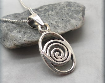 Celtic Swirl Necklace, Spiral Necklace, 925 Sterling Silver, Irish Jewelry, Swirl, Simple, Everyday, Gift for Women, Celtic Knot Pendant