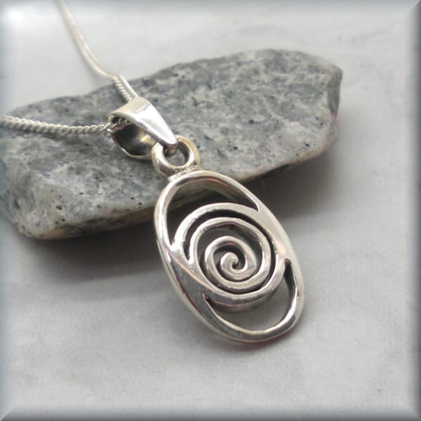 Celtic Swirl Necklace, Spiral Necklace, 925 Sterling Silver, Irish Jewelry, Swirl, Simple, Everyday, Gift for Women, Celtic Knot Pendant