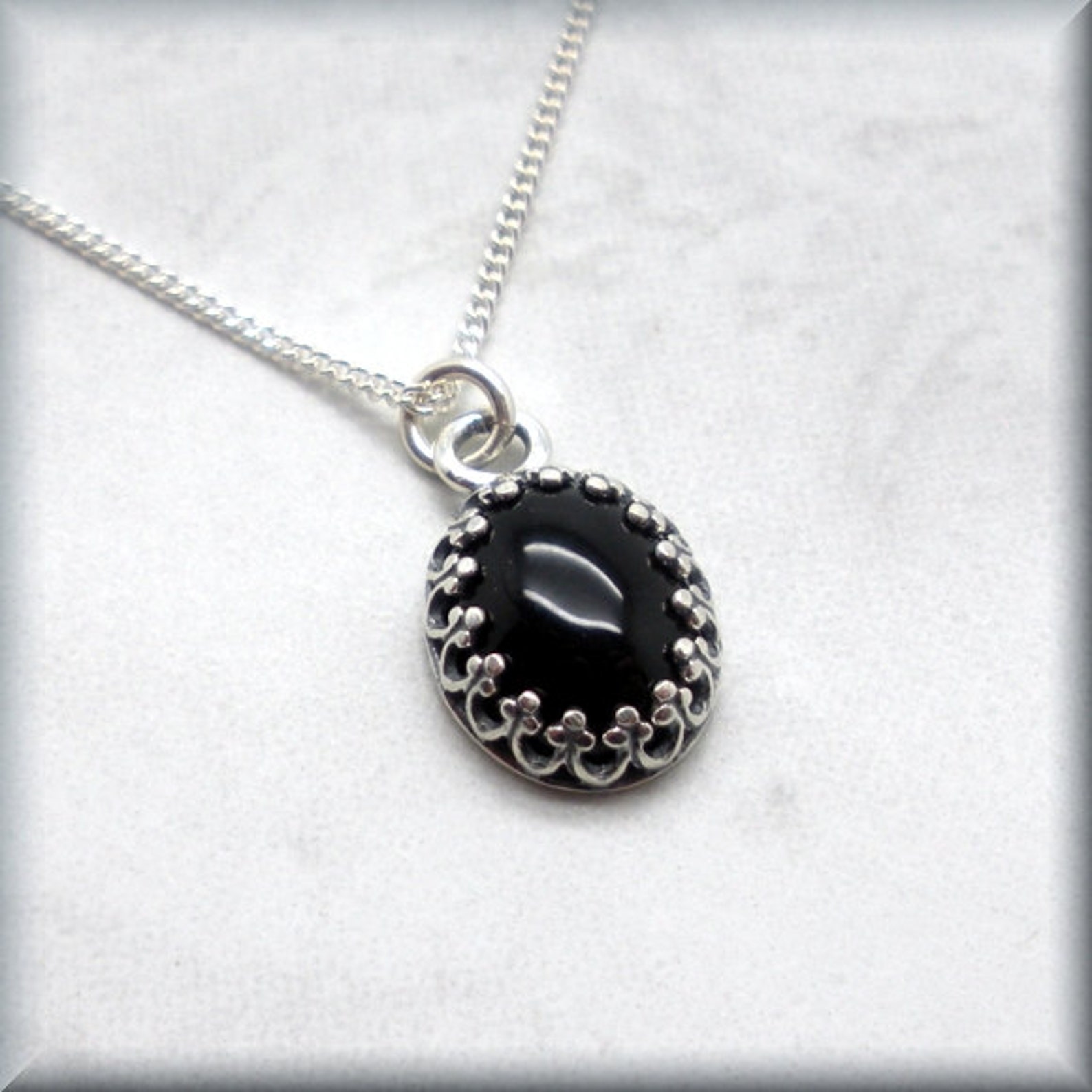 Black Onyx Necklace Gemstone Necklace Sterling Silver - Etsy