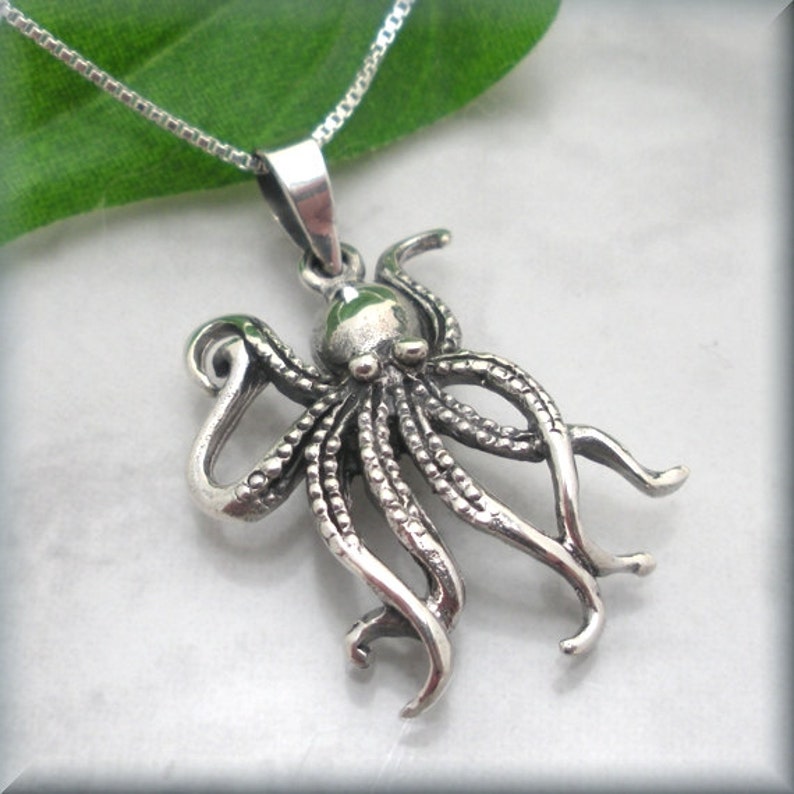 Octopus Necklace, Sterling Silver, Ocean Necklace, Beach Jewelry, Marine Jewelry, Minimalist, Octopus Pendant, Summer Jewelry image 3