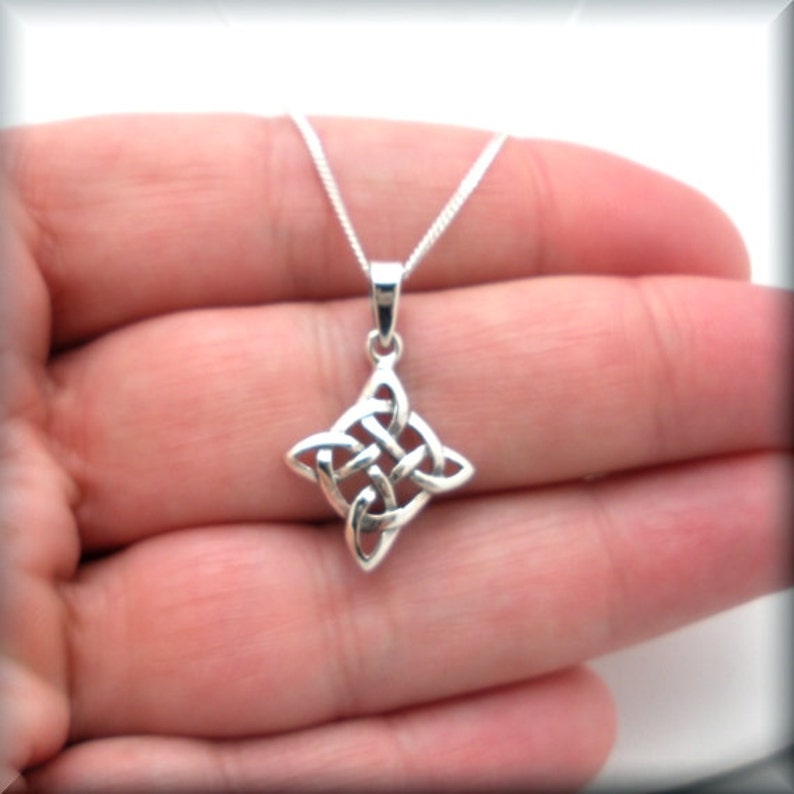 Celtic Knot Necklace Diamond Shape Irish Jewelry Sterling Etsy