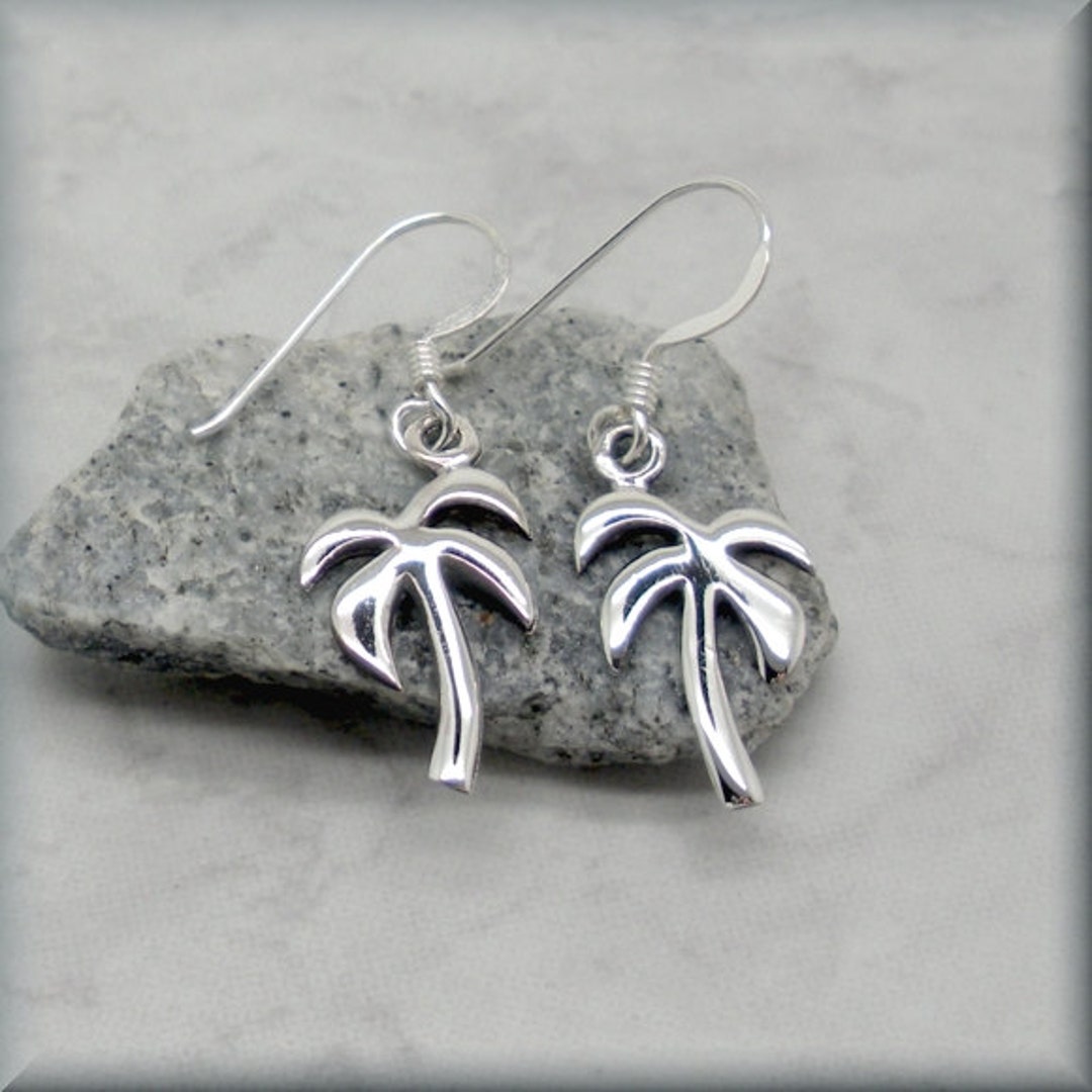 Palm Tree Earrings, Sterling Silver, Summer Earrings, Beach Earrings ...