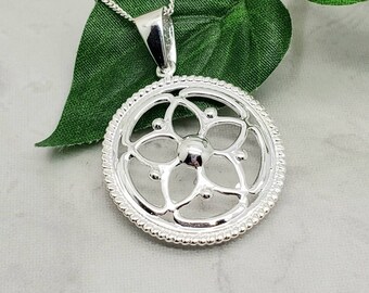 Large Silver Flower Necklace, Intertwined Flower Necklace, Sterling Silver, Nature Lover, Floral Pendant, Gift for Her, Gardening Jewelry