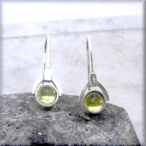 Green Peridot Earrings, Small Cabochon, Lightweight, Sterling Silver,  August Birthstone, Birthday Gift, Gemstone Jewelry, Everyday, Stone