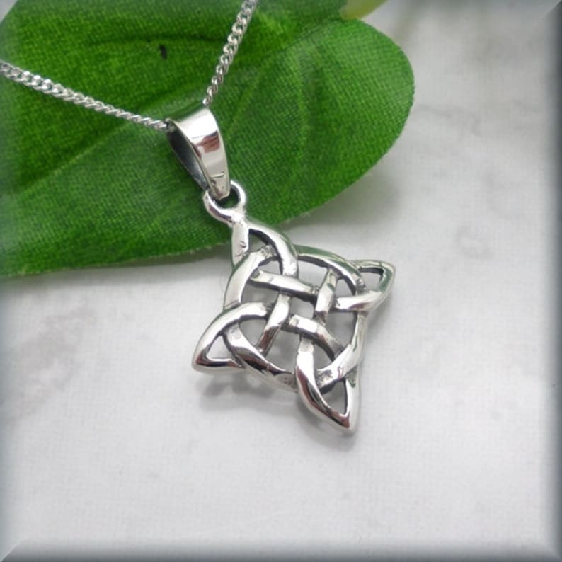 Celtic Knot Necklace Diamond Shape Irish Jewelry Sterling Etsy