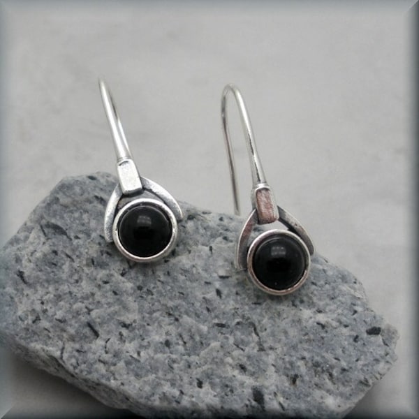 Black Onyx Earrings, Sterling Silver, Onyx Jewelry, Gemstone Earrings, Stone Jewelry, Dangle Earrings, Black Drop Earrings, Fashion